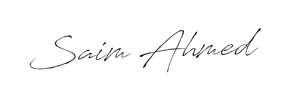 The best way (Antro_Vectra) to make a short signature is to pick only two or three words in your name. The name Saim Ahmed include a total of six letters. For converting this name. Saim Ahmed signature style 6 images and pictures png