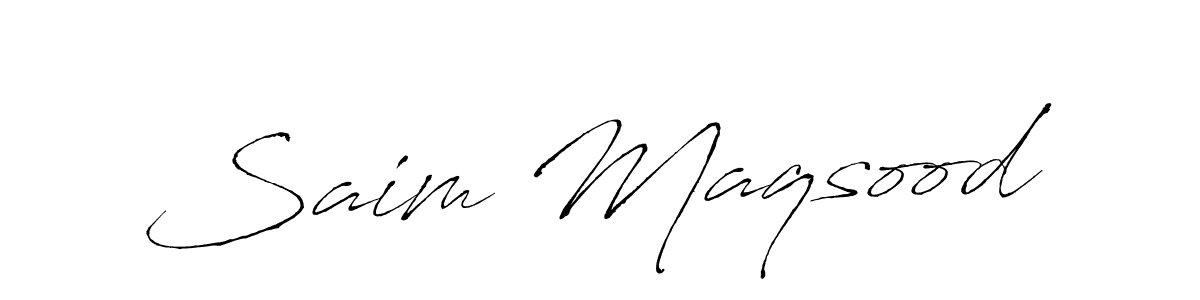 Use a signature maker to create a handwritten signature online. With this signature software, you can design (Antro_Vectra) your own signature for name Saim Maqsood. Saim Maqsood signature style 6 images and pictures png