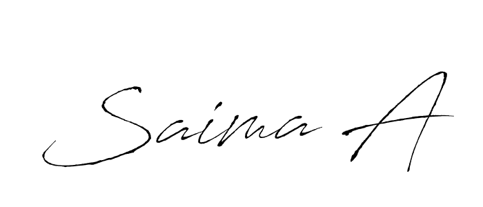 How to make Saima A name signature. Use Antro_Vectra style for creating short signs online. This is the latest handwritten sign. Saima A signature style 6 images and pictures png