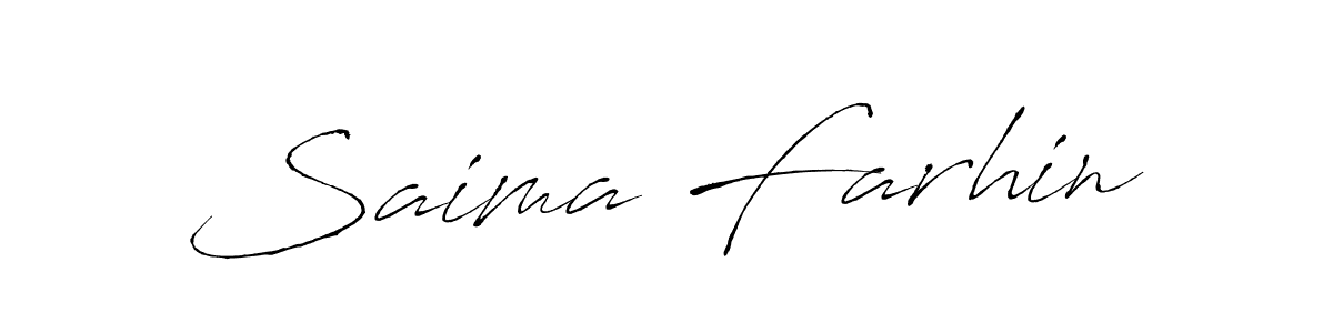 How to make Saima Farhin name signature. Use Antro_Vectra style for creating short signs online. This is the latest handwritten sign. Saima Farhin signature style 6 images and pictures png