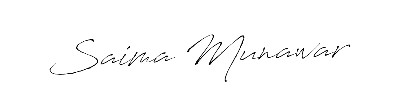 Make a beautiful signature design for name Saima Munawar. With this signature (Antro_Vectra) style, you can create a handwritten signature for free. Saima Munawar signature style 6 images and pictures png