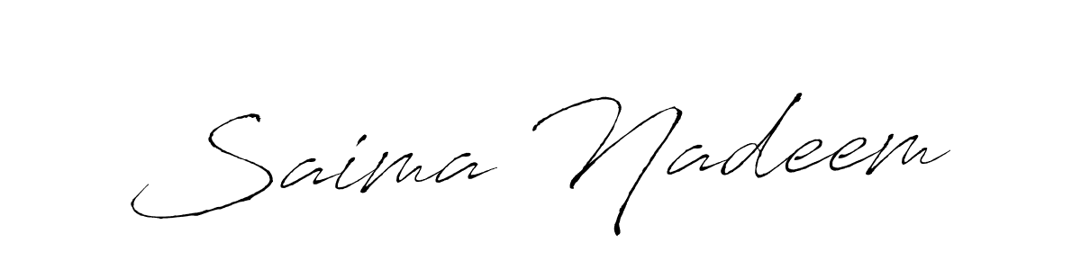 The best way (Antro_Vectra) to make a short signature is to pick only two or three words in your name. The name Saima Nadeem include a total of six letters. For converting this name. Saima Nadeem signature style 6 images and pictures png