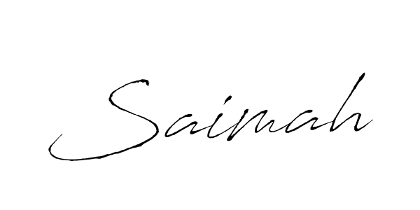 Use a signature maker to create a handwritten signature online. With this signature software, you can design (Antro_Vectra) your own signature for name Saimah. Saimah signature style 6 images and pictures png