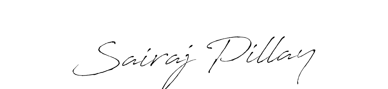 How to make Sairaj Pillay name signature. Use Antro_Vectra style for creating short signs online. This is the latest handwritten sign. Sairaj Pillay signature style 6 images and pictures png