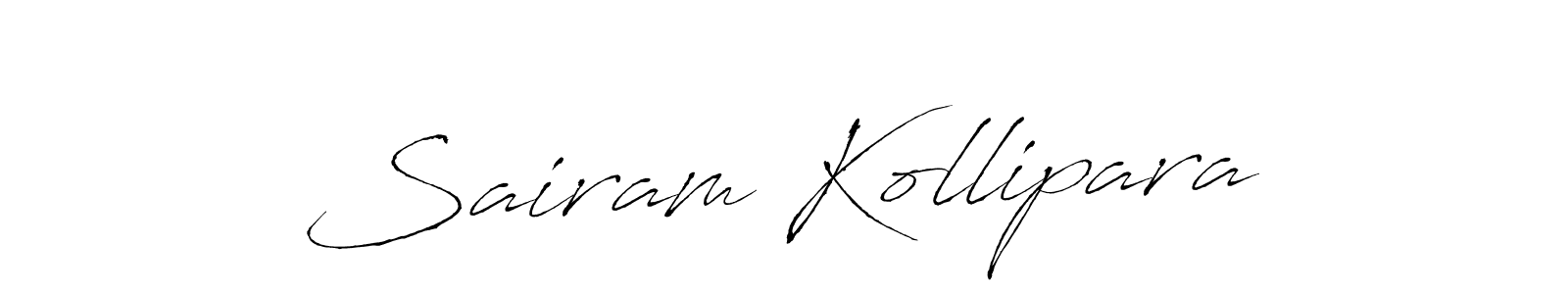 This is the best signature style for the Sairam Kollipara name. Also you like these signature font (Antro_Vectra). Mix name signature. Sairam Kollipara signature style 6 images and pictures png