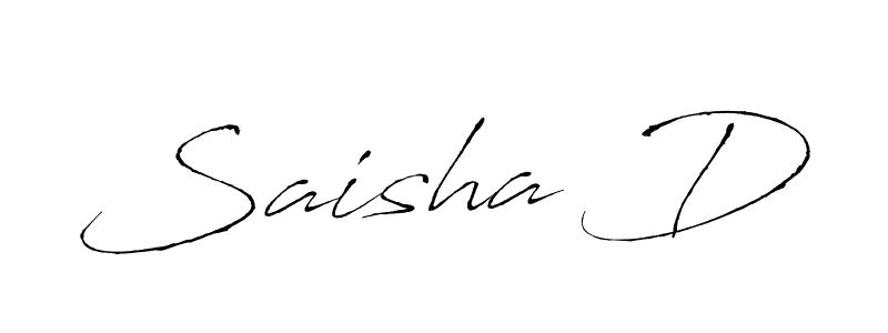 The best way (Antro_Vectra) to make a short signature is to pick only two or three words in your name. The name Saisha D include a total of six letters. For converting this name. Saisha D signature style 6 images and pictures png