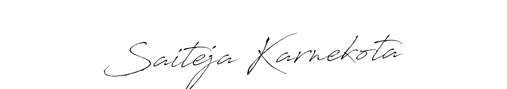 The best way (Antro_Vectra) to make a short signature is to pick only two or three words in your name. The name Saiteja Karnekota include a total of six letters. For converting this name. Saiteja Karnekota signature style 6 images and pictures png