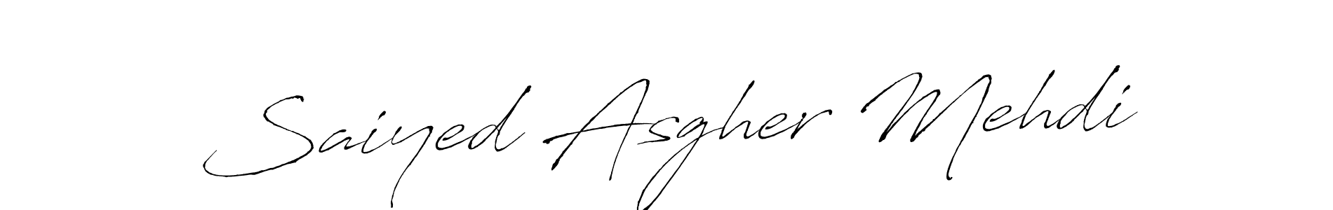 How to make Saiyed Asgher Mehdi name signature. Use Antro_Vectra style for creating short signs online. This is the latest handwritten sign. Saiyed Asgher Mehdi signature style 6 images and pictures png