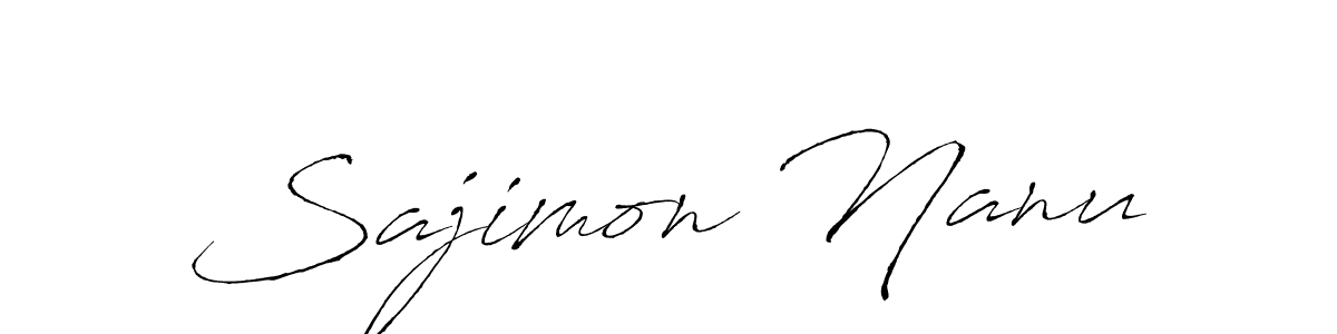 if you are searching for the best signature style for your name Sajimon Nanu. so please give up your signature search. here we have designed multiple signature styles  using Antro_Vectra. Sajimon Nanu signature style 6 images and pictures png