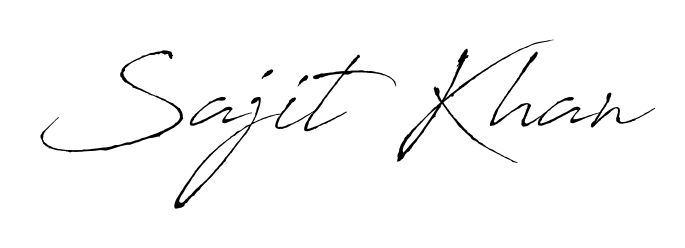 Practice writing Sajit Khan with the flow of Antro_Vectra lettering. A fantastic source of inspiration for developing your personal signature style. Sajit Khan signature style 6 images and pictures png