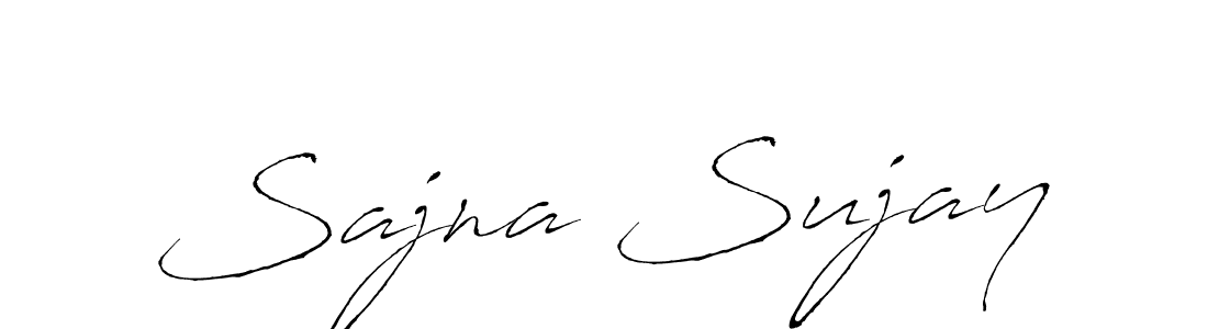 How to make Sajna Sujay name signature. Use Antro_Vectra style for creating short signs online. This is the latest handwritten sign. Sajna Sujay signature style 6 images and pictures png