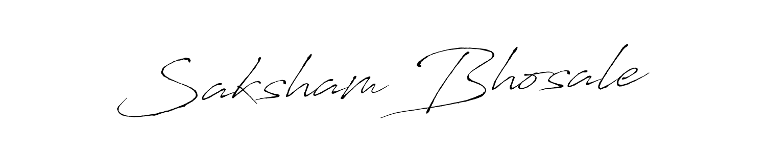 Make a beautiful signature design for name Saksham Bhosale. With this signature (Antro_Vectra) style, you can create a handwritten signature for free. Saksham Bhosale signature style 6 images and pictures png