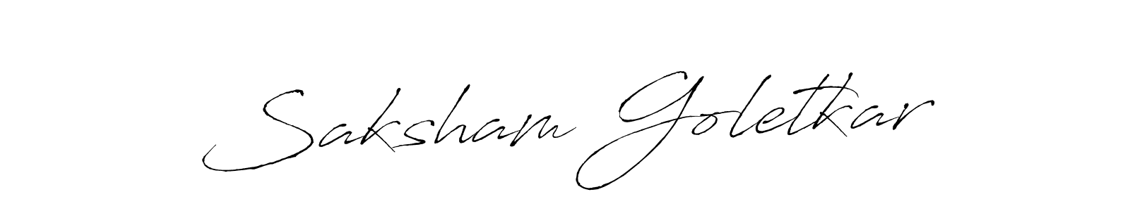 if you are searching for the best signature style for your name Saksham Goletkar. so please give up your signature search. here we have designed multiple signature styles  using Antro_Vectra. Saksham Goletkar signature style 6 images and pictures png