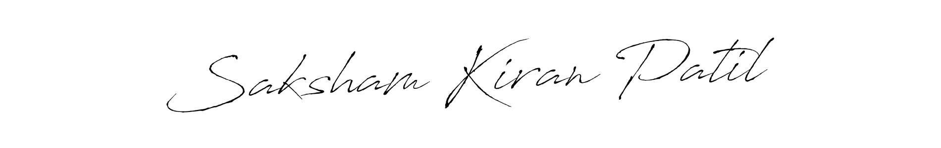 How to make Saksham Kiran Patil name signature. Use Antro_Vectra style for creating short signs online. This is the latest handwritten sign. Saksham Kiran Patil signature style 6 images and pictures png