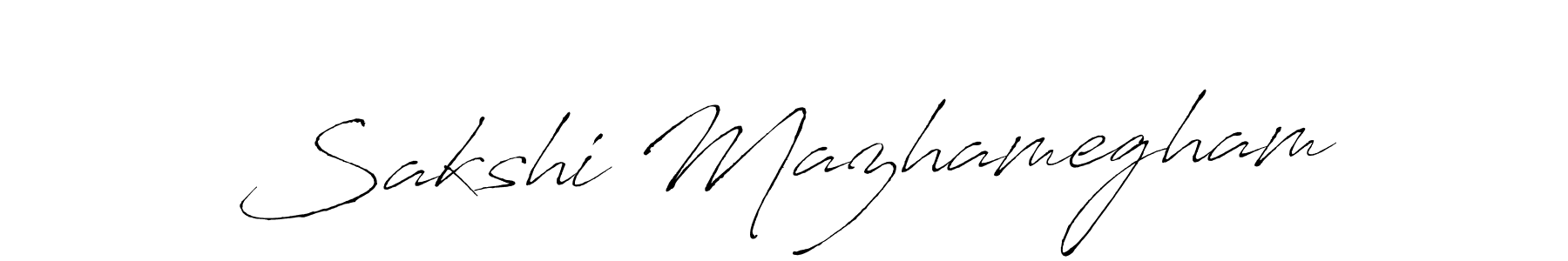 How to make Sakshi Mazhamegham name signature. Use Antro_Vectra style for creating short signs online. This is the latest handwritten sign. Sakshi Mazhamegham signature style 6 images and pictures png