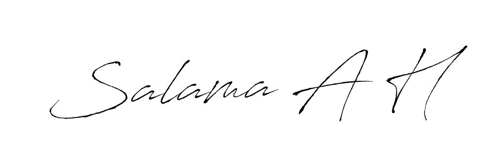 How to make Salama A H name signature. Use Antro_Vectra style for creating short signs online. This is the latest handwritten sign. Salama A H signature style 6 images and pictures png