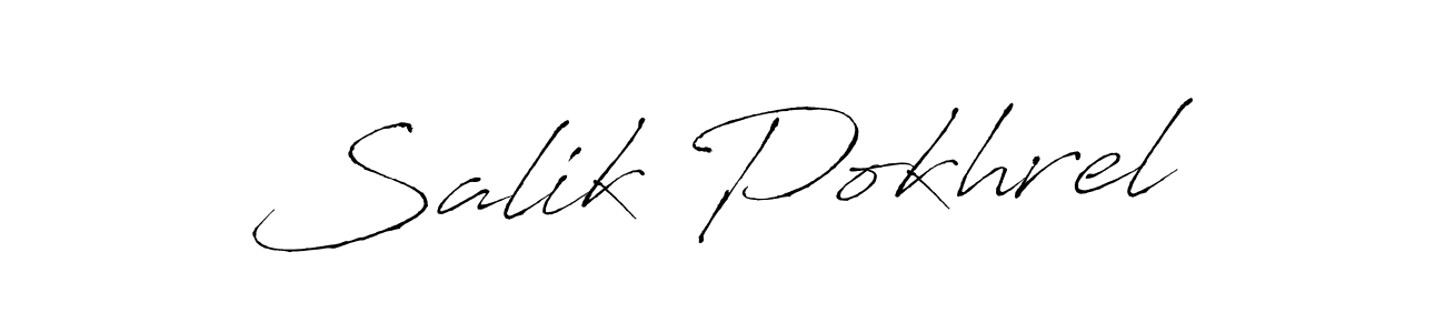 How to make Salik Pokhrel name signature. Use Antro_Vectra style for creating short signs online. This is the latest handwritten sign. Salik Pokhrel signature style 6 images and pictures png