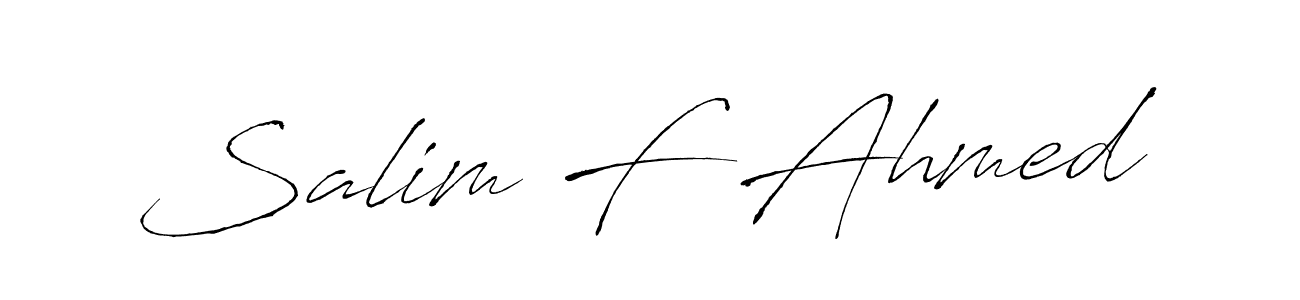 How to make Salim F Ahmed name signature. Use Antro_Vectra style for creating short signs online. This is the latest handwritten sign. Salim F Ahmed signature style 6 images and pictures png