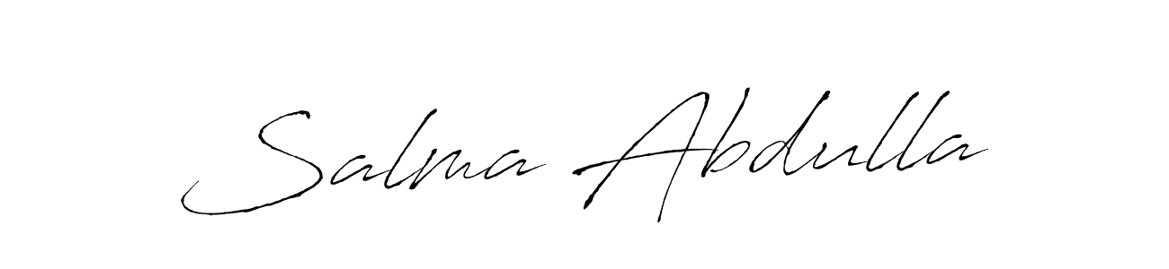 The best way (Antro_Vectra) to make a short signature is to pick only two or three words in your name. The name Salma Abdulla include a total of six letters. For converting this name. Salma Abdulla signature style 6 images and pictures png