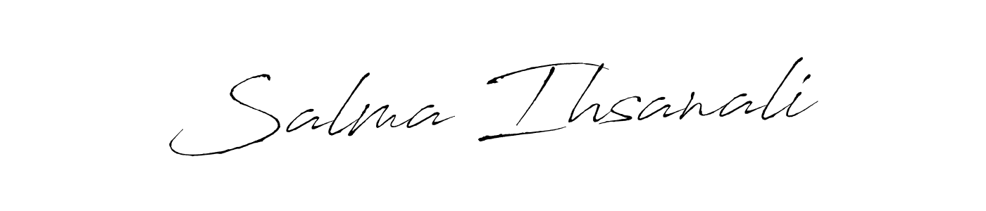 This is the best signature style for the Salma Ihsanali name. Also you like these signature font (Antro_Vectra). Mix name signature. Salma Ihsanali signature style 6 images and pictures png