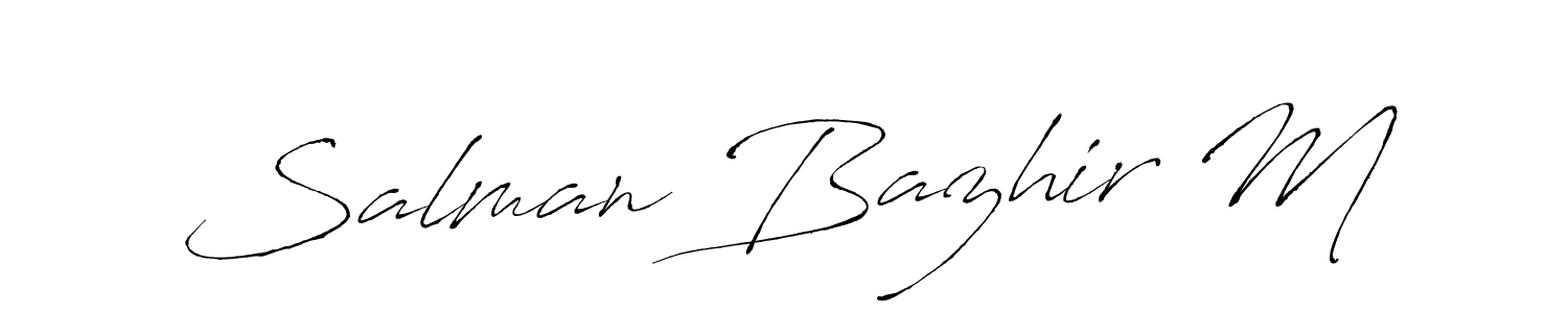 if you are searching for the best signature style for your name Salman Bazhir M. so please give up your signature search. here we have designed multiple signature styles  using Antro_Vectra. Salman Bazhir M signature style 6 images and pictures png