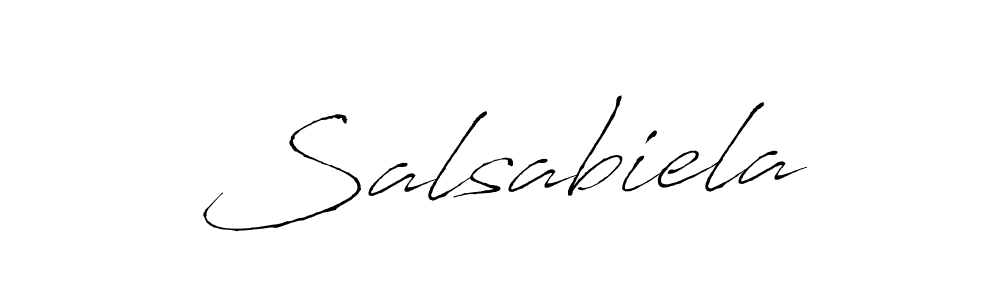 How to make Salsabiela name signature. Use Antro_Vectra style for creating short signs online. This is the latest handwritten sign. Salsabiela signature style 6 images and pictures png