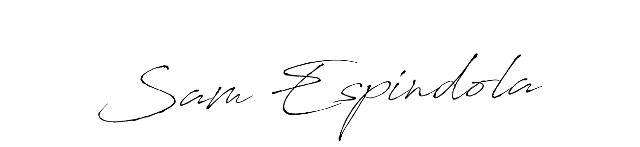 How to make Sam Espindola name signature. Use Antro_Vectra style for creating short signs online. This is the latest handwritten sign. Sam Espindola signature style 6 images and pictures png