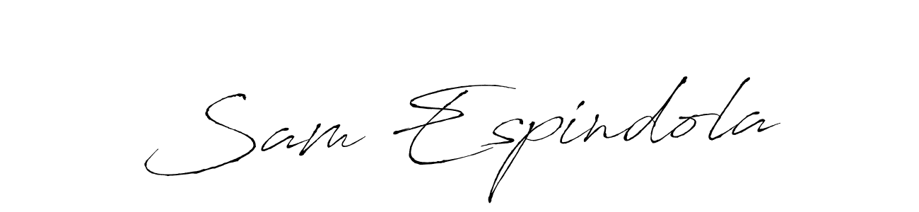 How to make Sam Espindola name signature. Use Antro_Vectra style for creating short signs online. This is the latest handwritten sign. Sam Espindola signature style 6 images and pictures png