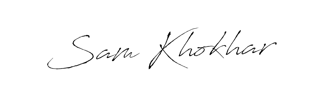 The best way (Antro_Vectra) to make a short signature is to pick only two or three words in your name. The name Sam Khokhar include a total of six letters. For converting this name. Sam Khokhar signature style 6 images and pictures png