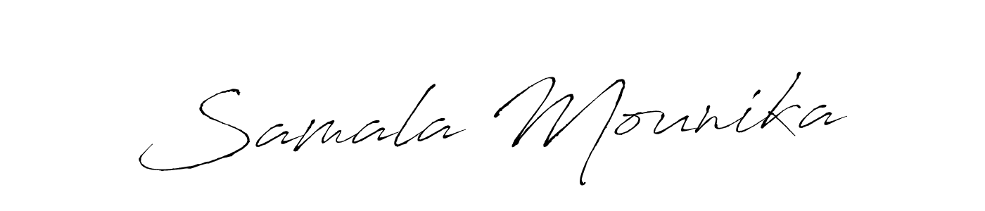 Make a beautiful signature design for name Samala Mounika. With this signature (Antro_Vectra) style, you can create a handwritten signature for free. Samala Mounika signature style 6 images and pictures png