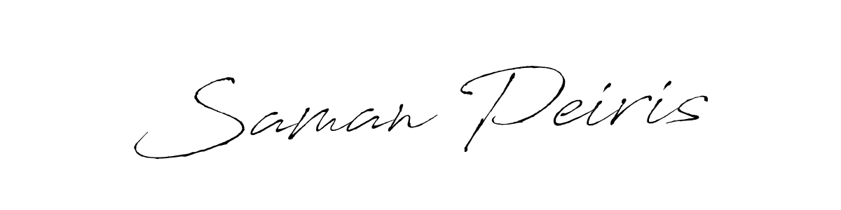 The best way (Antro_Vectra) to make a short signature is to pick only two or three words in your name. The name Saman Peiris include a total of six letters. For converting this name. Saman Peiris signature style 6 images and pictures png