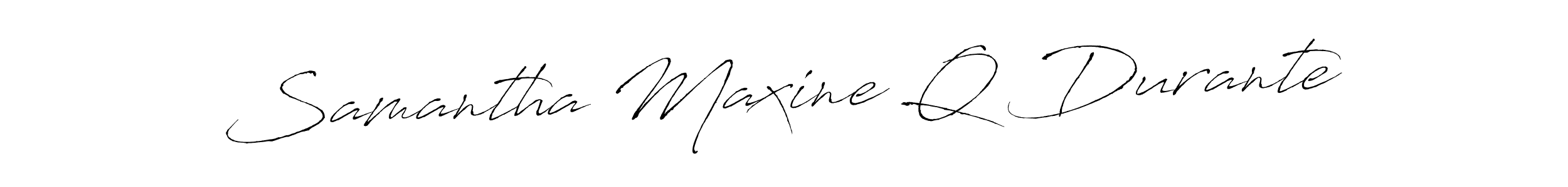 Antro_Vectra is a professional signature style that is perfect for those who want to add a touch of class to their signature. It is also a great choice for those who want to make their signature more unique. Get Samantha Maxine Q Durante name to fancy signature for free. Samantha Maxine Q Durante signature style 6 images and pictures png