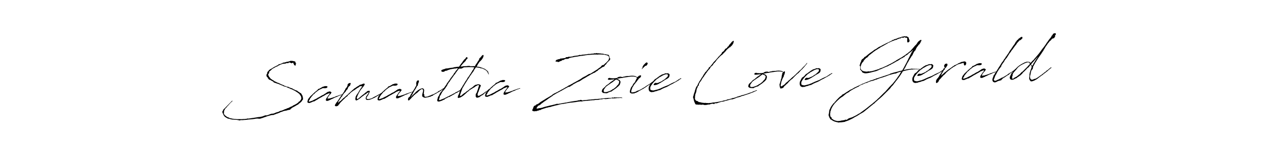 You should practise on your own different ways (Antro_Vectra) to write your name (Samantha Zoie Love Gerald) in signature. don't let someone else do it for you. Samantha Zoie Love Gerald signature style 6 images and pictures png