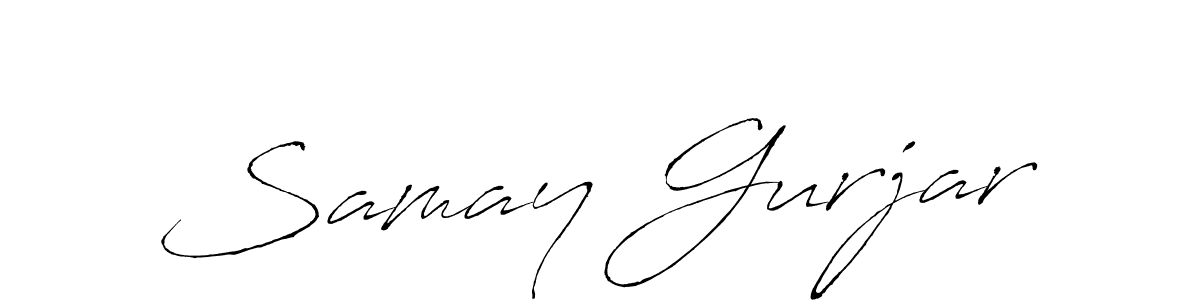 How to make Samay Gurjar name signature. Use Antro_Vectra style for creating short signs online. This is the latest handwritten sign. Samay Gurjar signature style 6 images and pictures png
