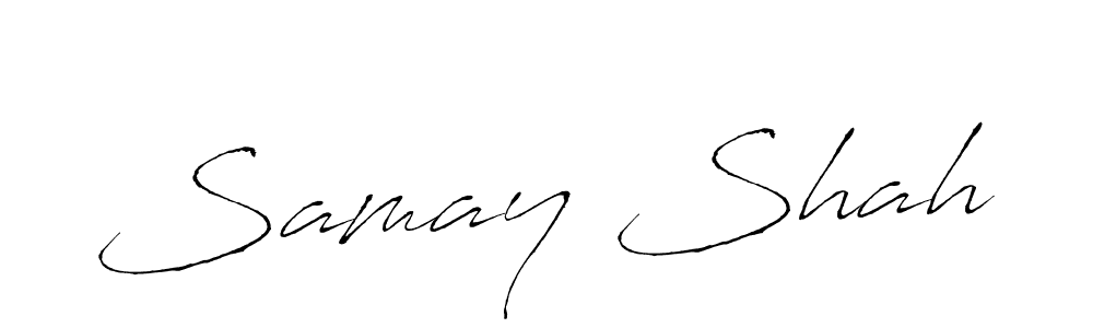 The best way (Antro_Vectra) to make a short signature is to pick only two or three words in your name. The name Samay Shah include a total of six letters. For converting this name. Samay Shah signature style 6 images and pictures png