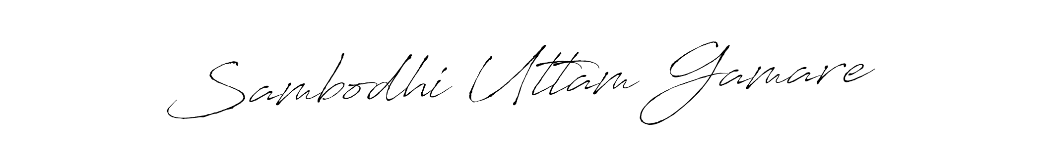 The best way (Antro_Vectra) to make a short signature is to pick only two or three words in your name. The name Sambodhi Uttam Gamare include a total of six letters. For converting this name. Sambodhi Uttam Gamare signature style 6 images and pictures png