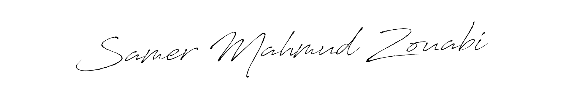 How to make Samer Mahmud Zouabi name signature. Use Antro_Vectra style for creating short signs online. This is the latest handwritten sign. Samer Mahmud Zouabi signature style 6 images and pictures png