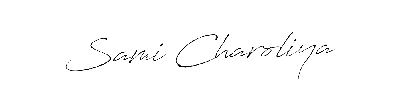 Similarly Antro_Vectra is the best handwritten signature design. Signature creator online .You can use it as an online autograph creator for name Sami Charoliya. Sami Charoliya signature style 6 images and pictures png