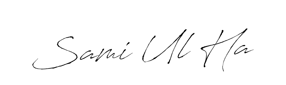 How to make Sami Ul Ha name signature. Use Antro_Vectra style for creating short signs online. This is the latest handwritten sign. Sami Ul Ha signature style 6 images and pictures png