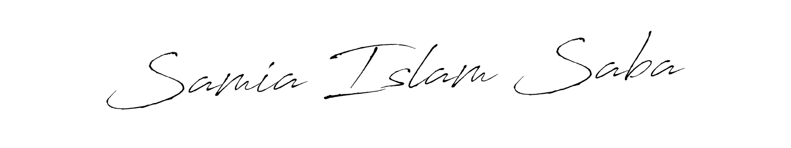 Make a beautiful signature design for name Samia Islam Saba. With this signature (Antro_Vectra) style, you can create a handwritten signature for free. Samia Islam Saba signature style 6 images and pictures png