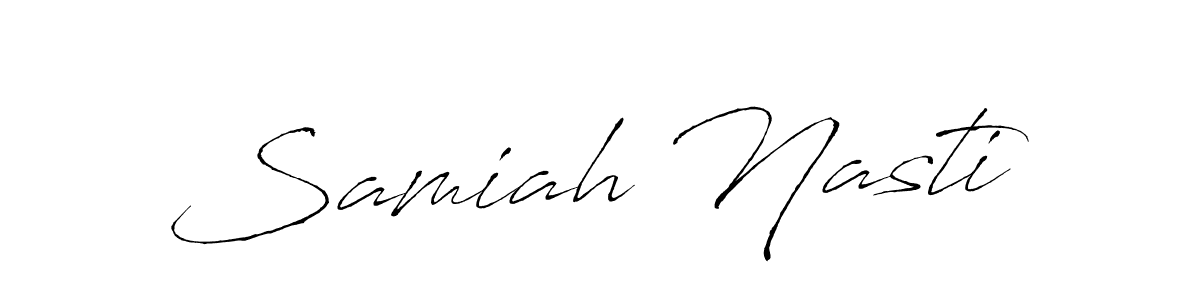 Design your own signature with our free online signature maker. With this signature software, you can create a handwritten (Antro_Vectra) signature for name Samiah Nasti. Samiah Nasti signature style 6 images and pictures png