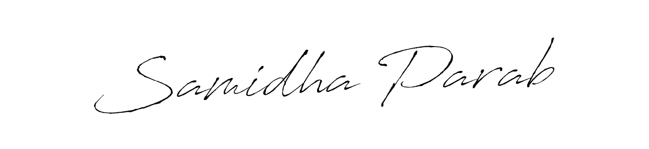 The best way (Antro_Vectra) to make a short signature is to pick only two or three words in your name. The name Samidha Parab include a total of six letters. For converting this name. Samidha Parab signature style 6 images and pictures png