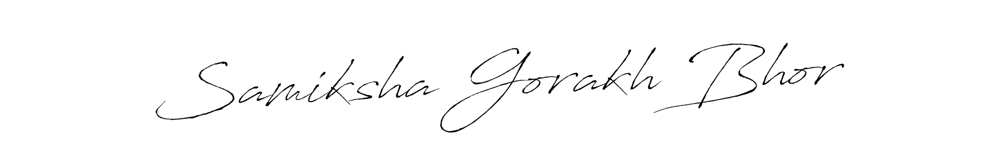 if you are searching for the best signature style for your name Samiksha Gorakh Bhor. so please give up your signature search. here we have designed multiple signature styles  using Antro_Vectra. Samiksha Gorakh Bhor signature style 6 images and pictures png