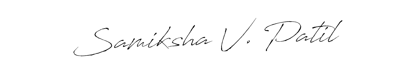 The best way (Antro_Vectra) to make a short signature is to pick only two or three words in your name. The name Samiksha V. Patil include a total of six letters. For converting this name. Samiksha V. Patil signature style 6 images and pictures png