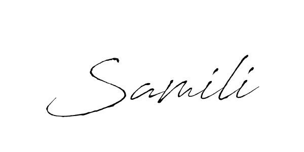 You should practise on your own different ways (Antro_Vectra) to write your name (Samili) in signature. don't let someone else do it for you. Samili signature style 6 images and pictures png