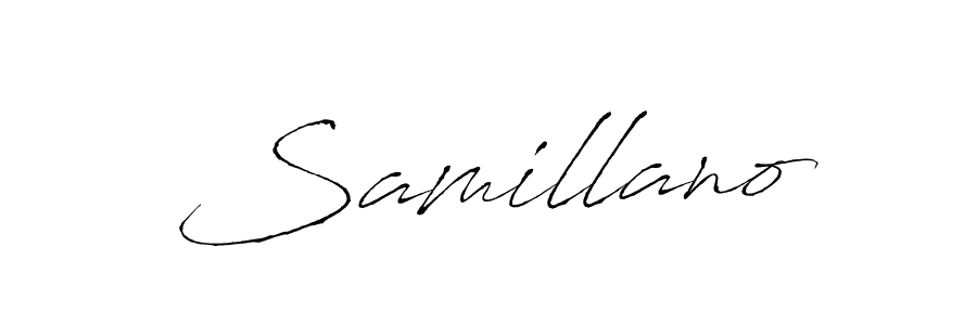 Design your own signature with our free online signature maker. With this signature software, you can create a handwritten (Antro_Vectra) signature for name Samillano. Samillano signature style 6 images and pictures png