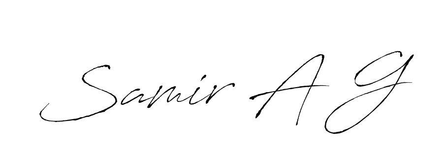 The best way (Antro_Vectra) to make a short signature is to pick only two or three words in your name. The name Samir A G include a total of six letters. For converting this name. Samir A G signature style 6 images and pictures png