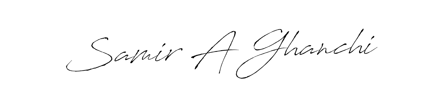 Samir A Ghanchi stylish signature style. Best Handwritten Sign (Antro_Vectra) for my name. Handwritten Signature Collection Ideas for my name Samir A Ghanchi. Samir A Ghanchi signature style 6 images and pictures png