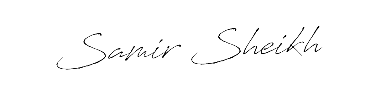 Make a beautiful signature design for name Samir Sheikh. With this signature (Antro_Vectra) style, you can create a handwritten signature for free. Samir Sheikh signature style 6 images and pictures png