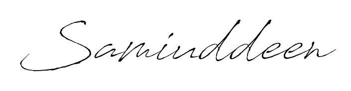 Looking for an artistic signature for Samiuddeen? The Antro_Vectra calligraphy style gives a sophisticated flow suitable for business cards and emails. Samiuddeen signature style 6 images and pictures png